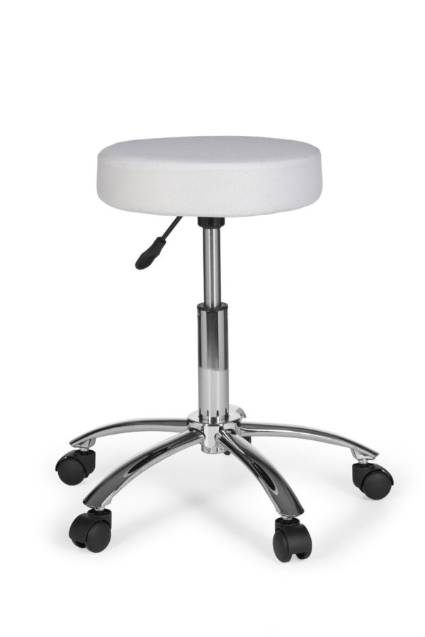 Stool Leon Design Work White With Castors Roll Stool Upholstered Without Backrest Xl 6822 004