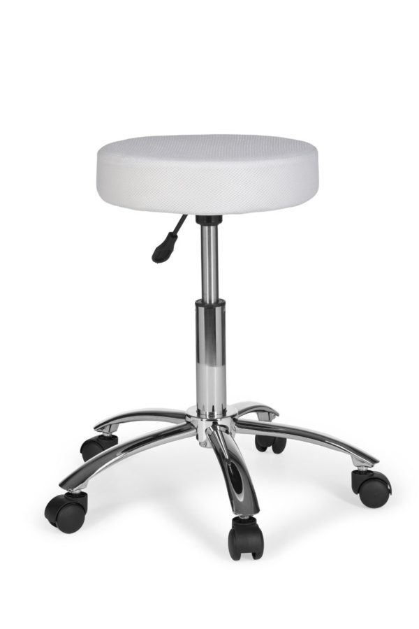 Stool Leon Design Work White With Castors Roll Stool Upholstered Without Backrest Xl 6822 005