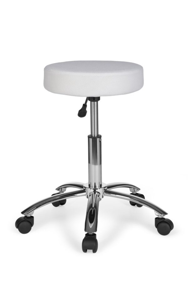 Stool Leon Design Work White With Castors Roll Stool Upholstered Without Backrest Xl 6822 006
