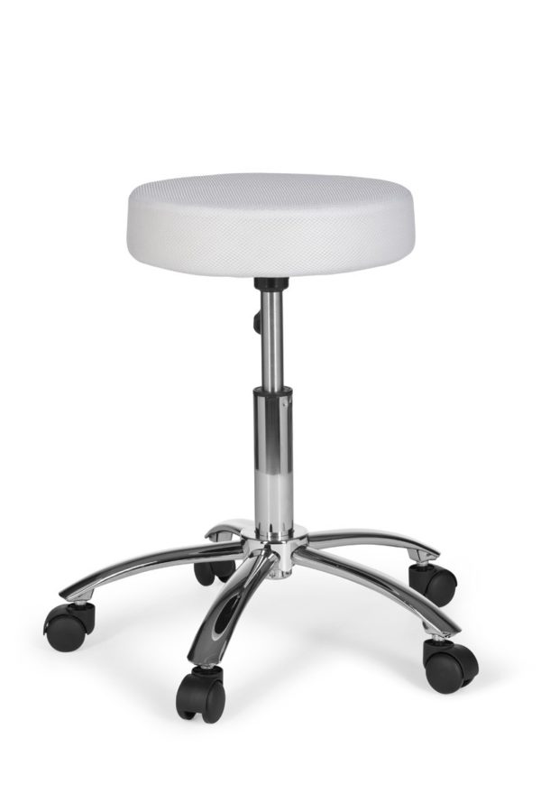 Stool Leon Design Work White With Castors Roll Stool Upholstered Without Backrest Xl 6822 007