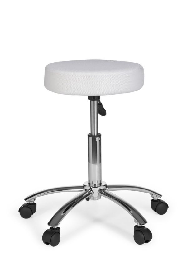 Stool Leon Design Work White With Castors Roll Stool Upholstered Without Backrest Xl 6822 008