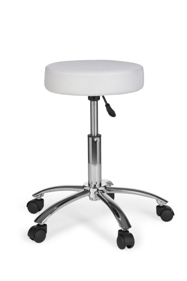 Stool Leon Design Work White With Castors Roll Stool Upholstered Without Backrest Xl 6822 009