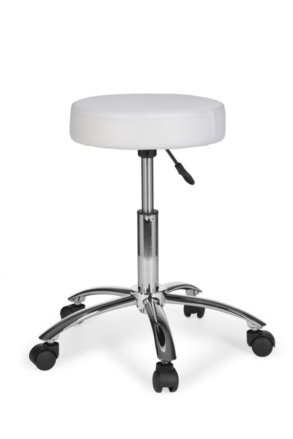 Stool Leon Design Work White With Castors Roll Stool Upholstered Without Backrest Xl 6822 010