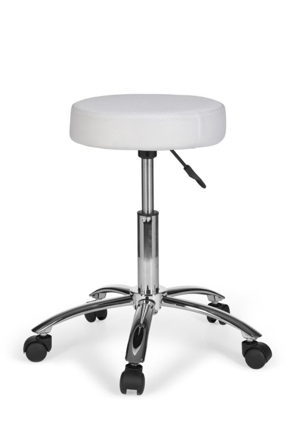 Stool Leon Design Work White With Castors Roll Stool Upholstered Without Backrest Xl 6822 011