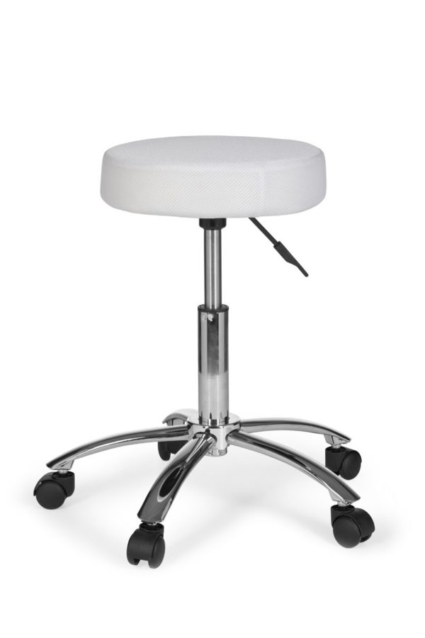 Stool Leon Design Work White With Castors Roll Stool Upholstered Without Backrest Xl 6822 012