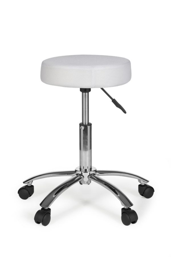 Stool Leon Design Work White With Castors Roll Stool Upholstered Without Backrest Xl 6822 013