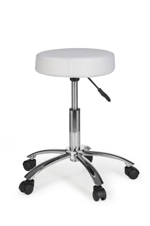Stool Leon Design Work White With Castors Roll Stool Upholstered Without Backrest Xl 6822 014
