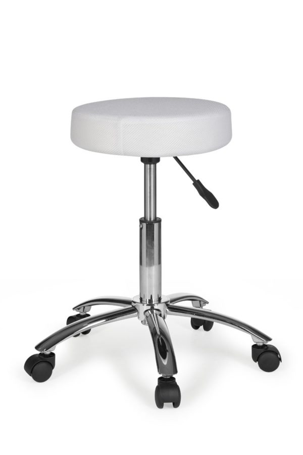 Stool Leon Design Work White With Castors Roll Stool Upholstered Without Backrest Xl 6822 015
