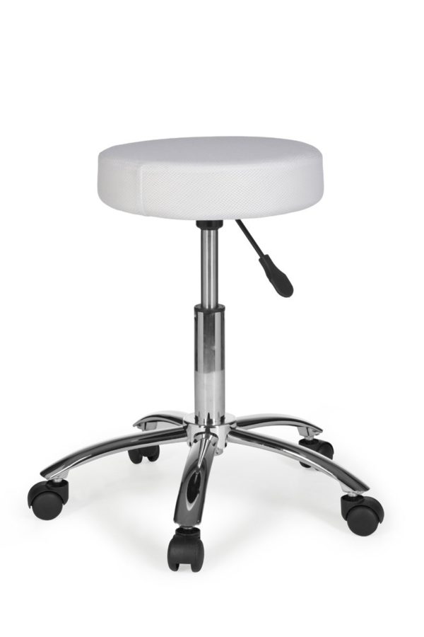 Stool Leon Design Work White With Castors Roll Stool Upholstered Without Backrest Xl 6822 016