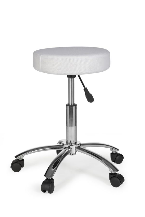 Stool Leon Design Work White With Castors Roll Stool Upholstered Without Backrest Xl 6822 017