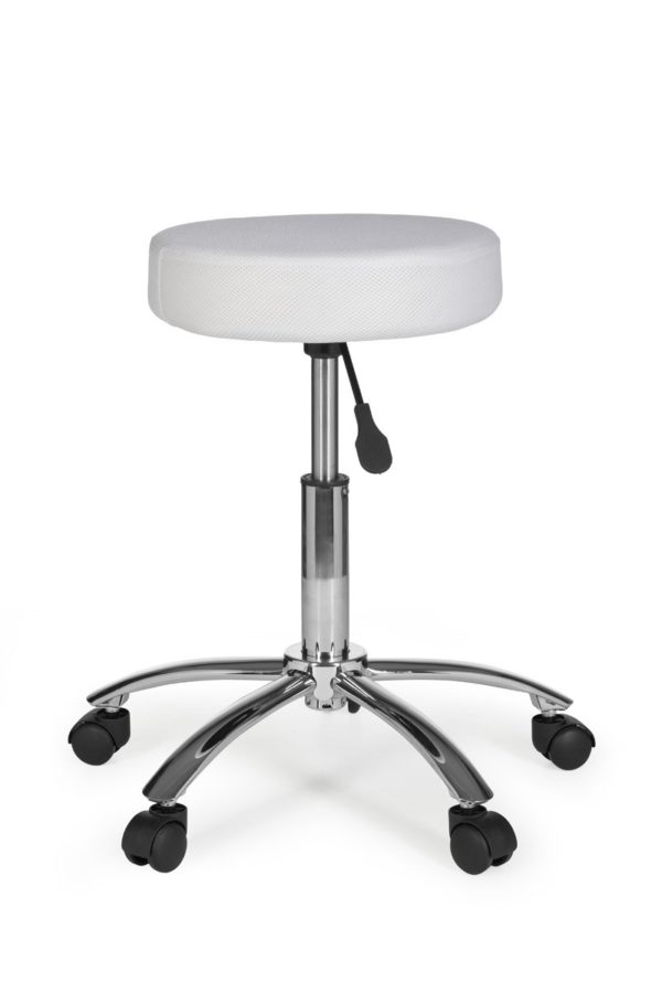 Stool Leon Design Work White With Castors Roll Stool Upholstered Without Backrest Xl 6822 018