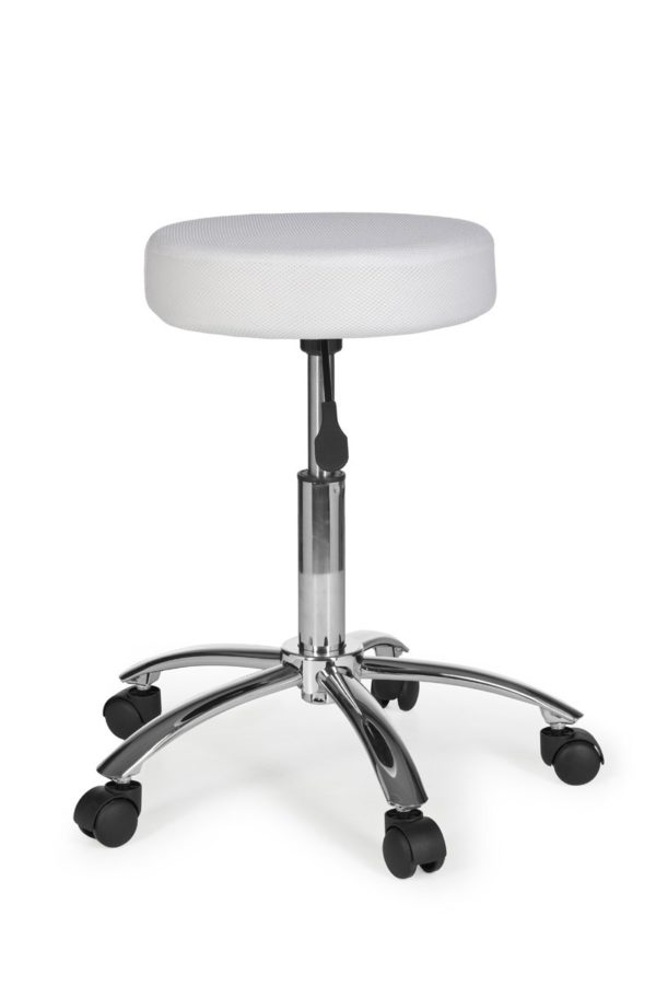 Stool Leon Design Work White With Castors Roll Stool Upholstered Without Backrest Xl 6822 019