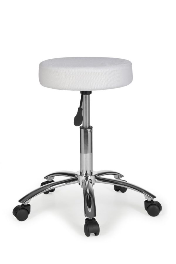 Stool Leon Design Work White With Castors Roll Stool Upholstered Without Backrest Xl 6822 020