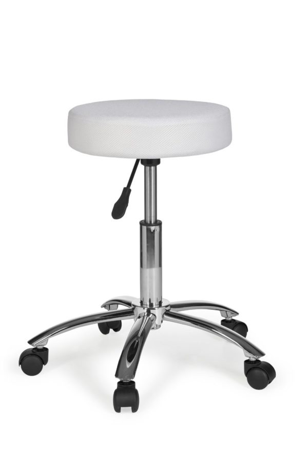 Stool Leon Design Work White With Castors Roll Stool Upholstered Without Backrest Xl 6822 021