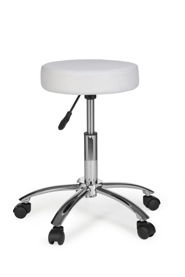 Stool Leon Design Work White With Castors Roll Stool Upholstered Without Backrest Xl 6822 022