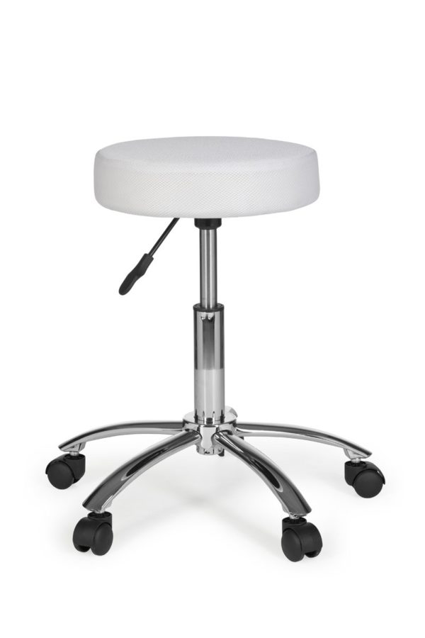 Stool Leon Design Work White With Castors Roll Stool Upholstered Without Backrest Xl 6822 023