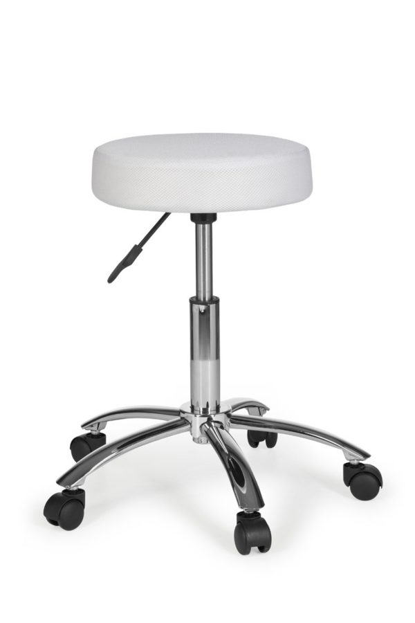 Stool Leon Design Work White With Castors Roll Stool Upholstered Without Backrest Xl 6822 024