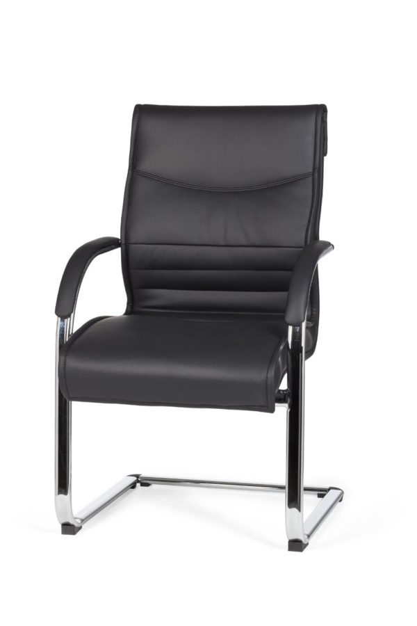 Cantilever Milano Visitor Chair Upholstery Artificial Leather Black Rocking Chair Xxl Chrome 120Kg Conference Chair Design 8323 002