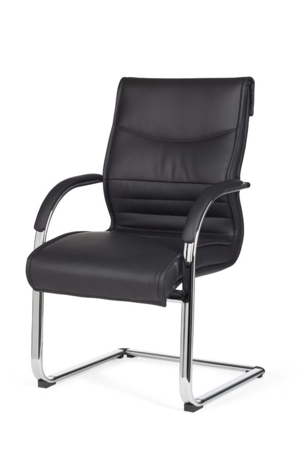 Cantilever Milano Visitor Chair Upholstery Artificial Leather Black Rocking Chair Xxl Chrome 120Kg Conference Chair Design 8323 003