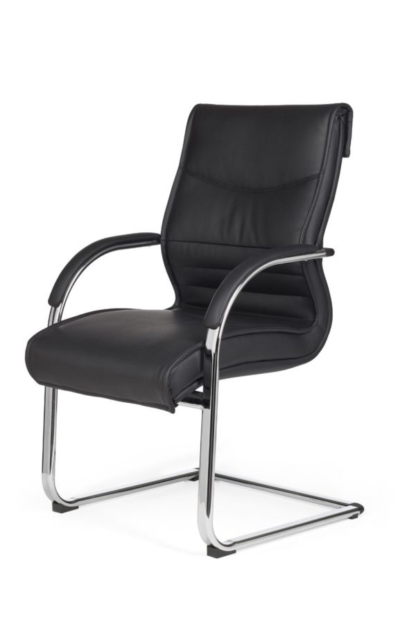 Cantilever Milano Visitor Chair Upholstery Artificial Leather Black Rocking Chair Xxl Chrome 120Kg Conference Chair Design 8323 004