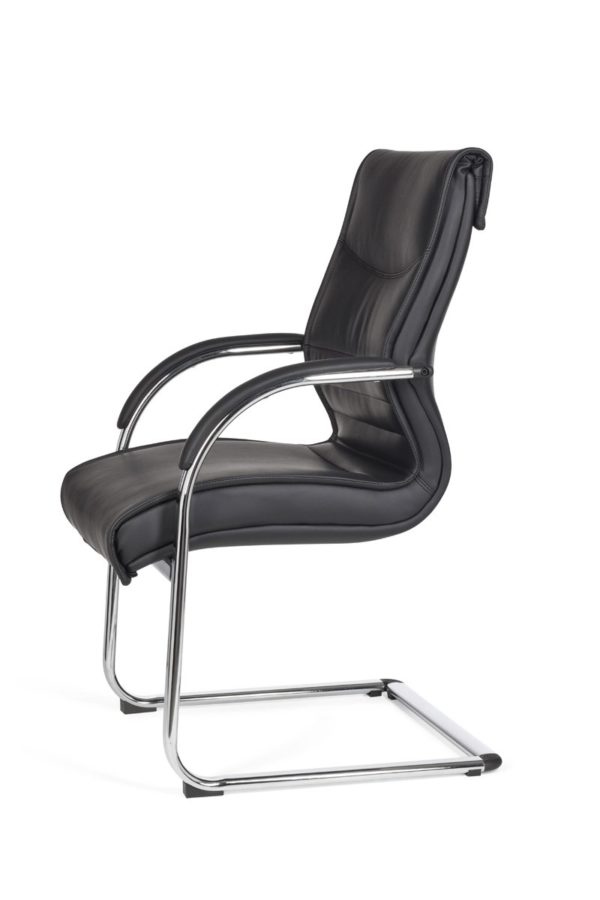Cantilever Milano Visitor Chair Upholstery Artificial Leather Black Rocking Chair Xxl Chrome 120Kg Conference Chair Design 8323 006