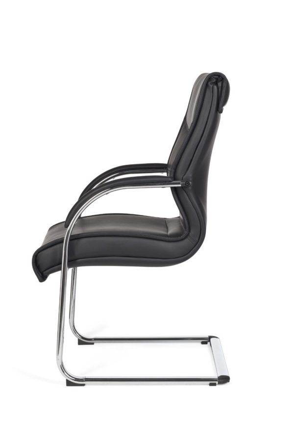 Cantilever Milano Visitor Chair Upholstery Artificial Leather Black Rocking Chair Xxl Chrome 120Kg Conference Chair Design 8323 007