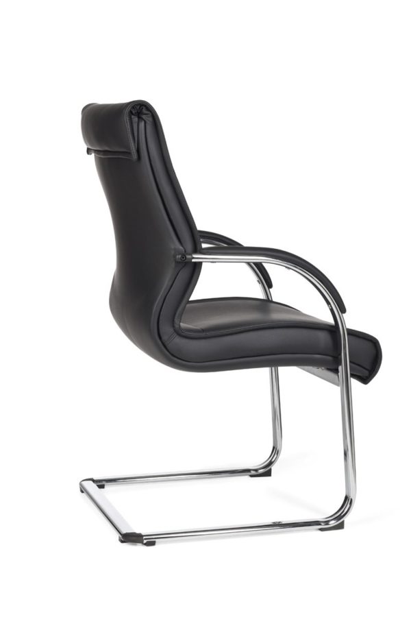 Cantilever Milano Visitor Chair Upholstery Artificial Leather Black Rocking Chair Xxl Chrome 120Kg Conference Chair Design 8323 018