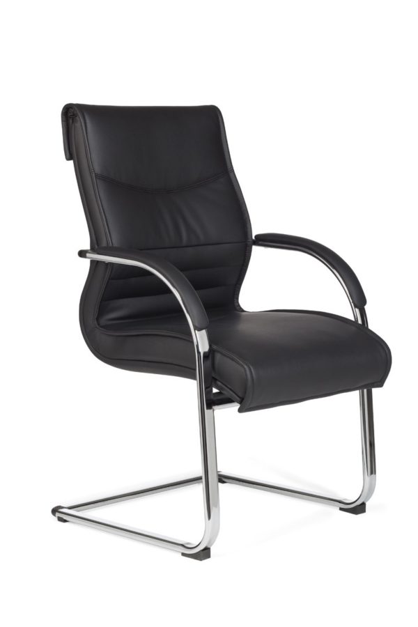 Cantilever Milano Visitor Chair Upholstery Artificial Leather Black Rocking Chair Xxl Chrome 120Kg Conference Chair Design 8323 021 2