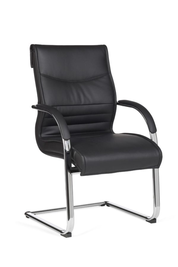 Cantilever Milano Visitor Chair Upholstery Artificial Leather Black Rocking Chair Xxl Chrome 120Kg Conference Chair Design 8323 023