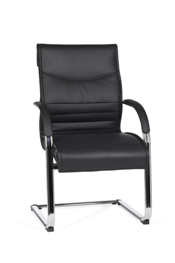 Cantilever Milano Visitor Chair Upholstery Artificial Leather Black Rocking Chair Xxl Chrome 120Kg Conference Chair Design 8323 024