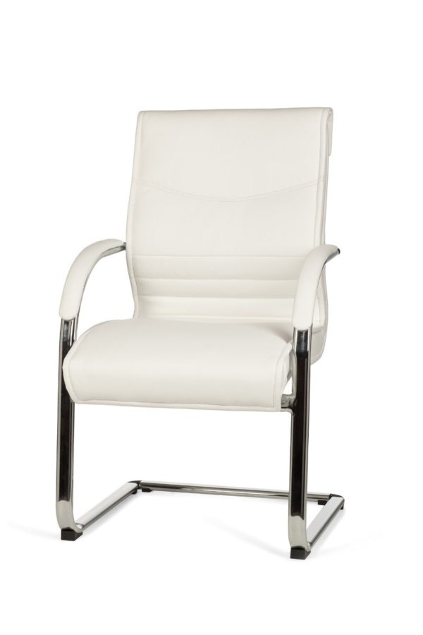 Cantilever Milano Visitor Chair Upholstery Artificial Leather White Rocking Chair X-Xl Chrome 120 Kg Conference Chair Design 8778 002