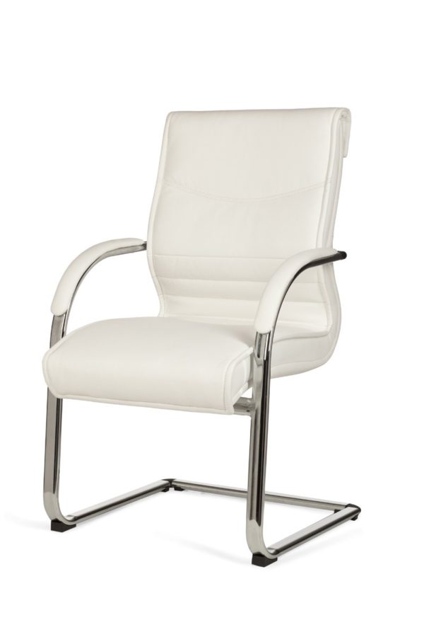 Cantilever Milano Visitor Chair Upholstery Artificial Leather White Rocking Chair X-Xl Chrome 120 Kg Conference Chair Design 8778 003