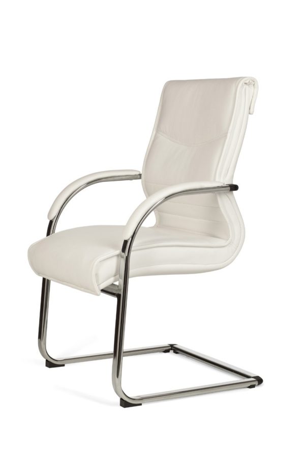 Cantilever Milano Visitor Chair Upholstery Artificial Leather White Rocking Chair X-Xl Chrome 120 Kg Conference Chair Design 8778 004 1