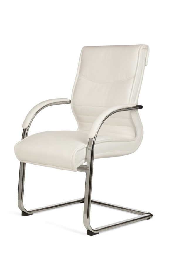 Cantilever Milano Visitor Chair Upholstery Artificial Leather White Rocking Chair X-Xl Chrome 120 Kg Conference Chair Design 8778 004