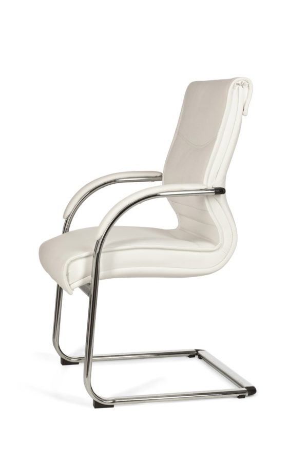 Cantilever Milano Visitor Chair Upholstery Artificial Leather White Rocking Chair X-Xl Chrome 120 Kg Conference Chair Design 8778 006