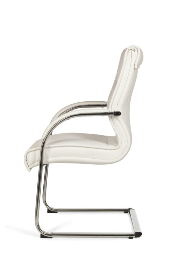 Cantilever Milano Visitor Chair Upholstery Artificial Leather White Rocking Chair X-Xl Chrome 120 Kg Conference Chair Design 8778 007