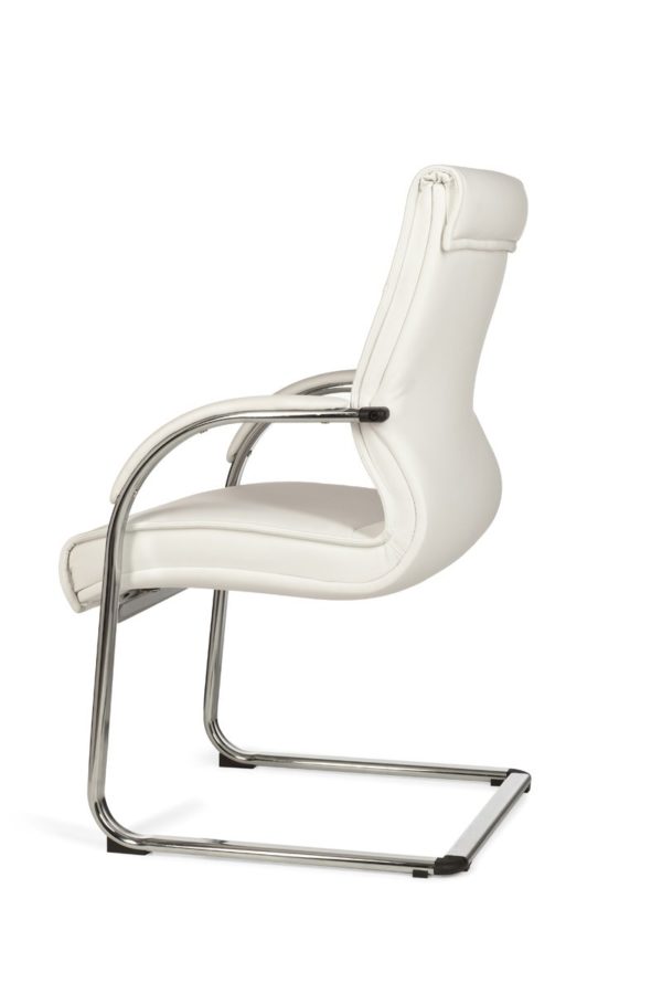 Cantilever Milano Visitor Chair Upholstery Artificial Leather White Rocking Chair X-Xl Chrome 120 Kg Conference Chair Design 8778 008