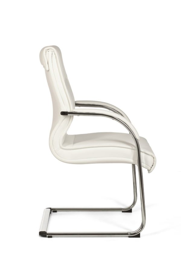 Cantilever Milano Visitor Chair Upholstery Artificial Leather White Rocking Chair X-Xl Chrome 120 Kg Conference Chair Design 8778 019