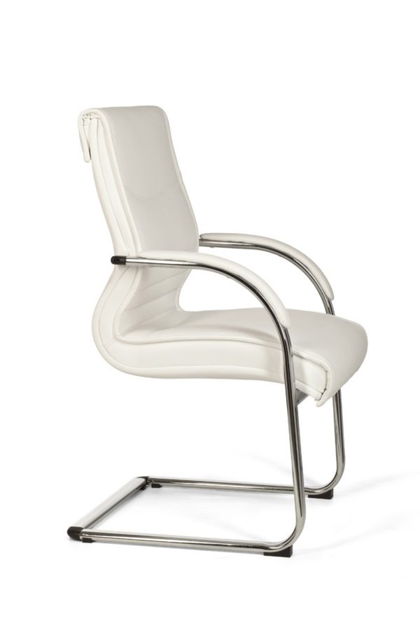 Cantilever Milano Visitor Chair Upholstery Artificial Leather White Rocking Chair X-Xl Chrome 120 Kg Conference Chair Design 8778 020
