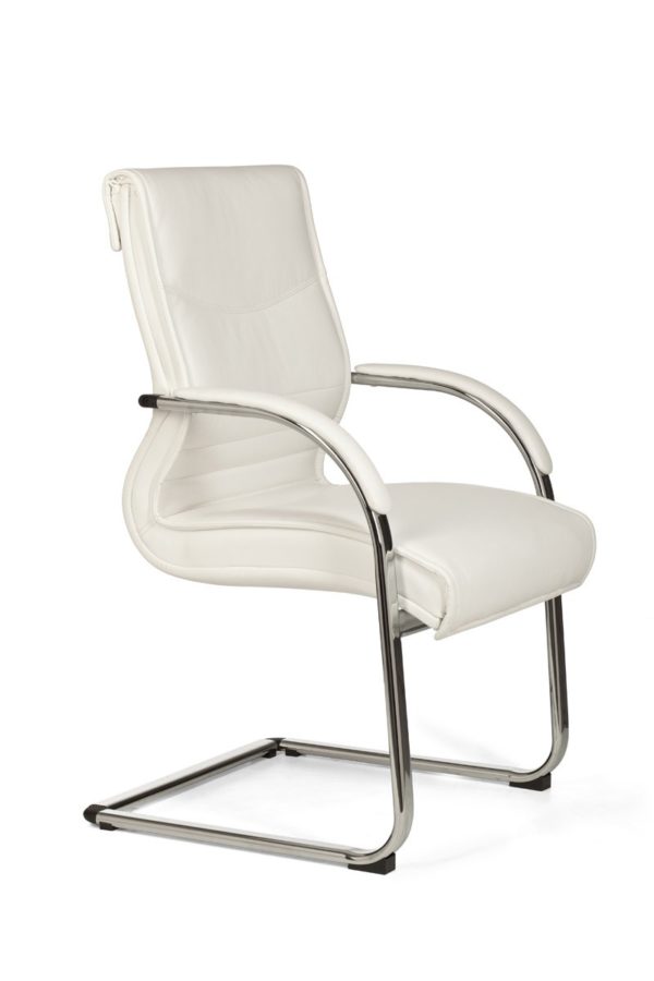 Cantilever Milano Visitor Chair Upholstery Artificial Leather White Rocking Chair X-Xl Chrome 120 Kg Conference Chair Design 8778 021