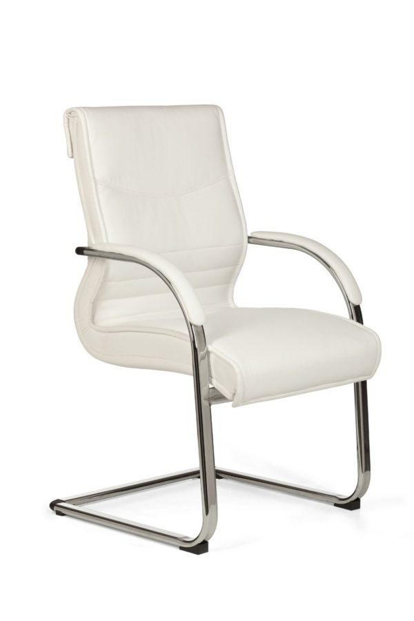Cantilever Milano Visitor Chair Upholstery Artificial Leather White Rocking Chair X-Xl Chrome 120 Kg Conference Chair Design 8778 022