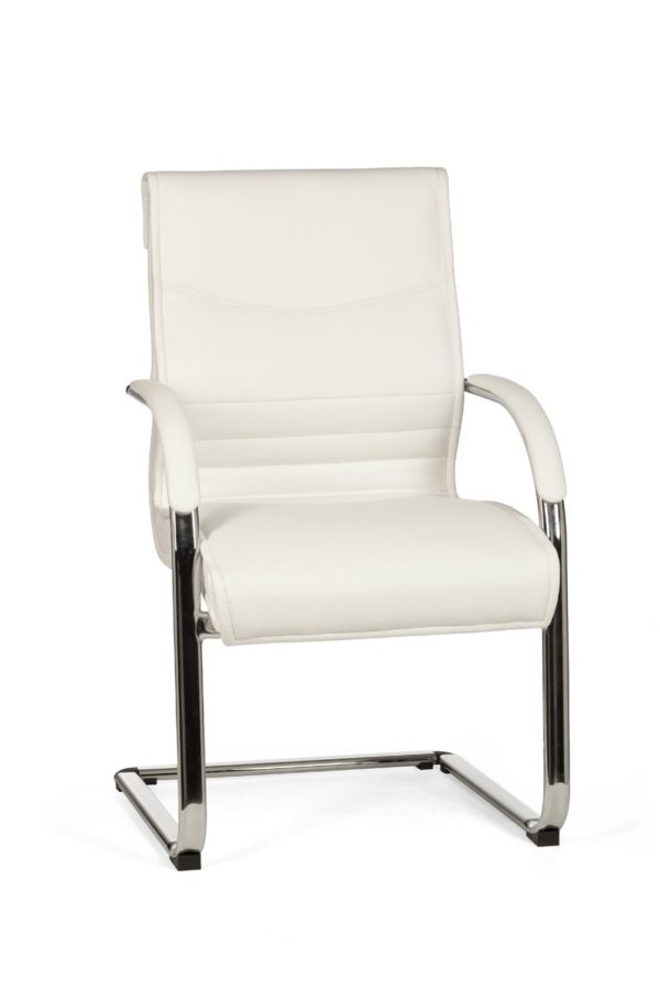 Cantilever Milano Visitor Chair Upholstery Artificial Leather White Rocking Chair X-Xl Chrome 120 Kg Conference Chair Design 8778 024