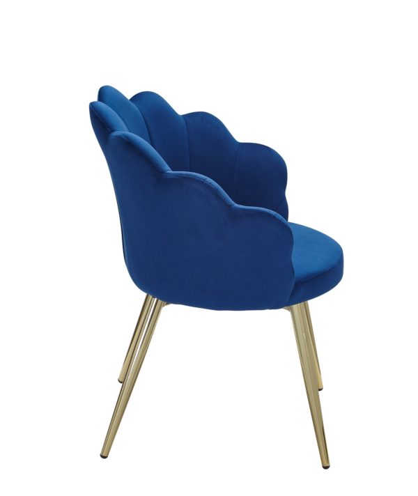 Armchair-Tulip Velvet Blue Upholstered Chair Wl6.285 57410 Wohnling Esszimmerstuhl Tulpe Samt Blau Wl6 285 Wl6 285 3