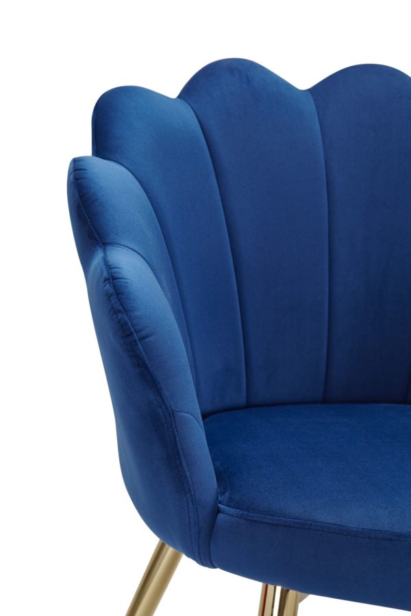 Armchair-Tulip Velvet Blue Upholstered Chair Wl6.285 57410 Wohnling Esszimmerstuhl Tulpe Samt Blau Wl6 285 Wl6 285 5