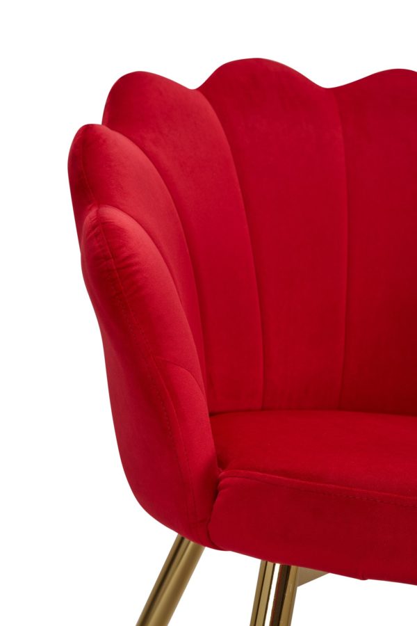 Armchair-Tulip Velvet Blue Upholstered Chair Wl6.286 57411 Wohnling Esszimmerstuhl Tulpe Samt Rot Wl6 286 Wl6 286 6