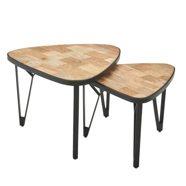 Сoffee Table Solid Wood Metal Living Room Table Set Of 2 Tables Wl6.348 58432 Wohnling Beistelltisch 2Er Set Akazie Und Mango Wl6 348 Wl6 348 3