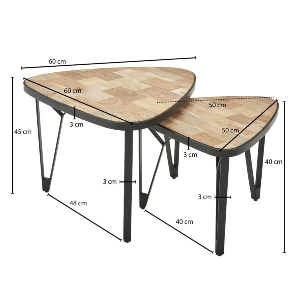 Сoffee Table Solid Wood Metal Living Room Table Set Of 2 Tables Wl6.348 58432 Wohnling Beistelltisch 2Er Set Akazie Und Mango Wl6 348 Wl6 348 5
